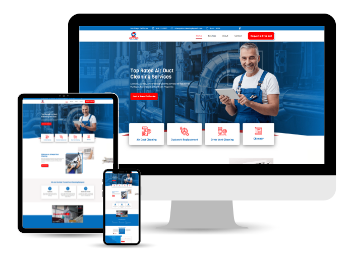 Hvac and duct cleaning website design, florida